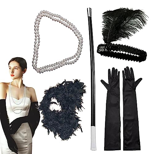 Schwarze Federboa Set Vintage Federboas Verkleidung 1920er Jahre Kostüm Zubehör Damen für Maskerade Karneval Schwarze Federboa Set Vintage Federboas Verkleidung 1920er Jahre Kostüm Zubehör Damen für Maskerade Karneval von KOGMMYSEVP