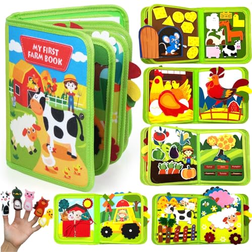 KOGMOW Quiet Book mit Bauernhof Thema, 20 in 1 Montessori Spielzeug für Kleinkinder 1 2 3 4 5, Lernspielzeug für Feinmotorik, Ideal für Autofahrten und als Geschenk von KOGMOW