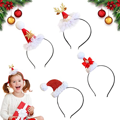 Weihnachts Haarreif, 4 Stück Weihnachts Haarschmuck, Rentier Haarreif, Kopfschmuck Weihnachten, Weihnachts Kostüm Zubehör, Christmas Decorations, Weihnachten Deko, Weihnachten Photo Booth Props (A) von KOIROI