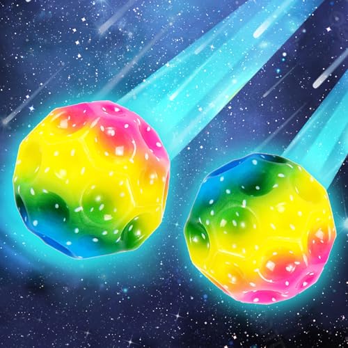 Astro Jump Ball, 2 Stück Moon Ball, Hohe Springender Gummiball, Moonball, 7 cm, Mini Bouncing Ball Toy, Space Theme Bouncy Balls, Space Ball, Kinder Spielzeug, Jumpball für Kinder und Erwachsene von KOIROI