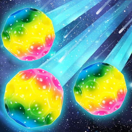 Astro Jump Ball, 3 Stück Moon Ball, Hohe Springender Gummiball, Moonball, 7 cm, Mini Bouncing Ball Toy, Space Theme Bouncy Balls, Space Ball, Kinder Spielzeug, Jumpball für Kinder und Erwachsene von KOIROI