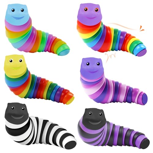 Fidgets Slug Spielzeug, 3D Fidget Slugs Toys, Lustige Flexible Kreatives Schneckenspielzeug für Kinder Erwachsene, Fingerspielzeug, Partygeschenk (6 Stück) von KOIROI