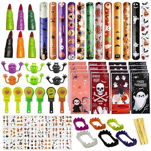 Halloween Mitgebsel für Kinder - 78 Stück Party Mitbringsel, Spielzeug, Partygeschenke, Slap Armbänder, Hexen Finger von KOIROI