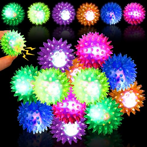 12 Stück Igelball Mitgebsel Kindergeburtstag, Leuchtball Kinder, Igelball Kinder LED, Leuchtball GastgeschenkeJump Ball Leuchtspielzeug, Led Leuchtende Flummies Kinder, Kleine Geschenke für Kinder von KOIROI