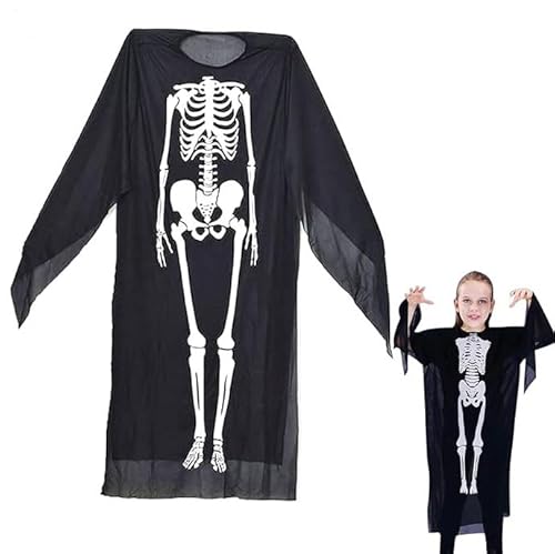 Kinder Skelett Kostüm, Halloween Kostüm Kinder Skelett 90cm, Zweite Haut Skelett Kostüm für Kinder, Knochengerüst, Halloween Kinder Kostüm für Karneval, Mottoparty, Halloween von KOIROI
