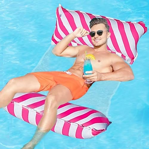 Luftmatratze Pool, Pool Spielzeug Wasserhängematte Erwachsene, 4 in 1 Aufblasbare Pool Spielzeug Wasserspielzeug Wasser Hängematte Luftmatratze für Erwachsene/Kinder(Rot) von KOIROI