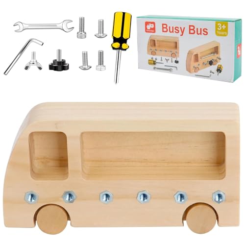 Montessori Spielzeug ab 3 4 5 Jahre, Montessori Holz Schraubbrett für Kinder, Holzauto Spielzeug Motorikspielzeug Motorikbrett Holzspielzeug Lernspielzeug Geschenke für Mädchen Junge Kinderspielzeug von KOIROI