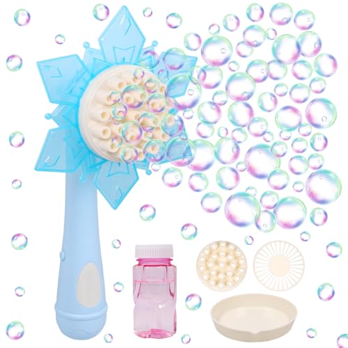 Schneeflocke Seifenblasenmaschine Kinder, Elektronische Seifenblasenpistole, Bubble Gun Kinder mit Seifenblasen Flüssigkeit, Seifenblasen Machine, Seifenblasenspielzeug für Party Geburtstag Hochzeit von KOIROI