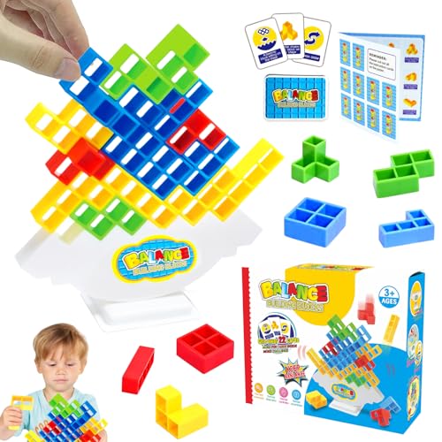 Tetra Tower Spiel, 32PCS Tetris Balance Stapelspiel, Team Tower-Spiel für Kinder und Erwachsene, Kreative Stapelspiel Spielzeug, Team Tower Game, Stapelblöcke Balancing Spiel für Jungen Mädchen von KOIROI