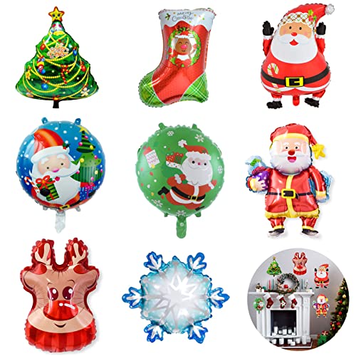 Weihnachten Luftballons, 8 Stück Weihnachten Folienballon, Weihnachten Ballon Dekoration Kit Weihnachtsmann Weihnachtsbaum Elch Schneeflocken Weihnachtsrohr für Weihnachten Partydekoration Weihnachten Luftballons, 8 Stück Weihnachten Folienballon, Weihnachten Ballon Dekoration Kit Weihnachtsmann Weihnachtsbaum Elch Schneeflocken Weihnachtsrohr für Weihnachten Partydekoration von KOIROI