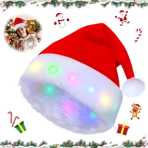 Weihnachtsmütze, LED Plüsch Weihnachtsmütze, Kinder Nikolausmütze Rot, Nikolausmütze, Plüsch Weihnachtsmütze für Weihnachten, Weihnachtsmann Kostüm Accessoires, Feiertage und Neujahrsgeschenk Weihnachtsmütze, LED Plüsch Weihnachtsmütze, Kinder Nikolausmütze Rot, Nikolausmütze, Plüsch Weihnachtsmütze für Weihnachten, Weihnachtsmann Kostüm Accessoires, Feiertage und Neujahrsgeschenk von KOIROI