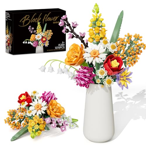 Blumen Bausteine Set für Erwachsene, 1070 Stück Blumenstrauß, künstliche Blume Bauklötze Bausatz Spielzeug für Frauen Mädchen, Home Deko Geschenk für Geburtstag, Muttertag, Weihnachten (keine Vase) Blumen Bausteine Set für Erwachsene, 1070 Stück Blumenstrauß, künstliche Blume Bauklötze Bausatz Spielzeug für Frauen Mädchen, Home Deko Geschenk für Geburtstag, Muttertag, Weihnachten (keine Vase) von KOJAYHOL