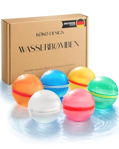 KØKØ Design Wasserbomben - Wiederverwendbar & Selbstschließend (12) aus Silikon – Magnetische Verschlusstechnik für maximalen Wasserspaß ohne Plastikmüll von KØKØ Design