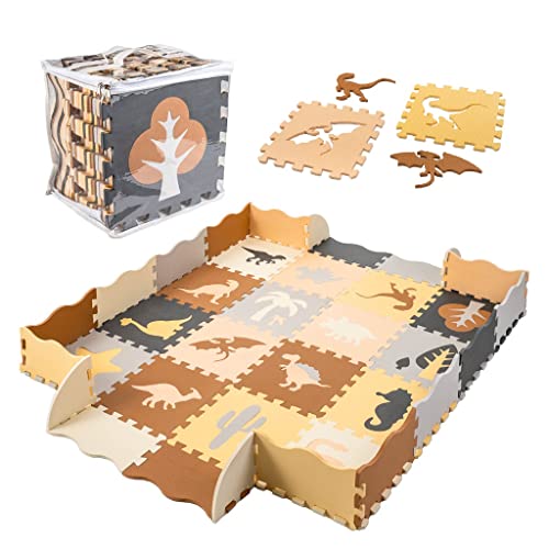 KOKOBOX Puzzlematte Baby 36PZ(30*30cm) Spielmatte Baby Krabbelmatte Baby Eva Schaumstoff Puzzlematte Kinderspielteppich Kinderteppich Schutzmatte Schaumstoffmatte Spielteppich Baby Kinder Dinosaurier von KOKOBOX