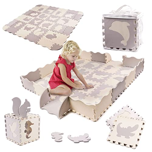 KOKOBOX Puzzlematte Kinder XL-36PZ 30x30cm Spielmatte Baby Kinder Krabbeldecke Turnmatte Kinder Teppiche Krabbelmatte Baby Buchstaben Lernen Spielteppich Junge Tatami Kinder Eva Weiße von KOKOBOX