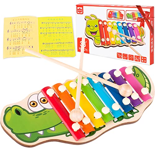 KOKOBOX Xylophon Kinder Musikinstrumente 2 3 4 Jahre Baby Xylophon Pädagogisches Spielzeug Baby Musikinstrumente Baby Instrumente Kinder Kinderspielzeug Geschenk Junge Mädchen Geschenk - Krokodil von KOKOBOX