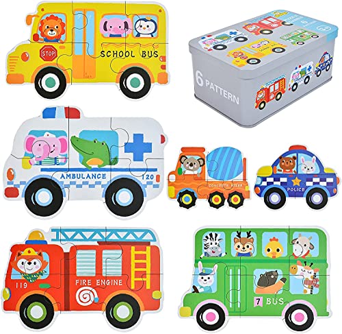 Kinderpuzzle,Holzspielzeug für Kinder,Autos Puzzle,Holzpuzzle ab 2 3 4 5 Jahren,Montessori Spielzeug für Weihnachten,Geburtstag,Kinderstag,Denkspiel,Junge Mädchen Geschenk - Autos（24PCS） von KOKOBOX