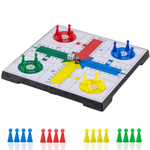 KOKOSUN Ludo Magnetisches Faltbares Brettspiel Set, Klassisches Strategiespiel Set für die ganze Familie (Abgerundete Ecke) von KOKOSUN