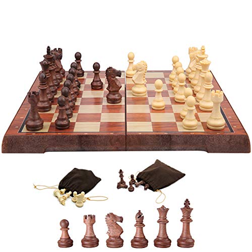 KOKOSUN Schachspiel Magnetisch Faltbares Schachbrett Schach mit Aufbewahrungstasche Einfach zu Tragen, Lernspielzeug/Geschenk für Kinder und Erwachsene (31.5×27cm) von KOKOSUN