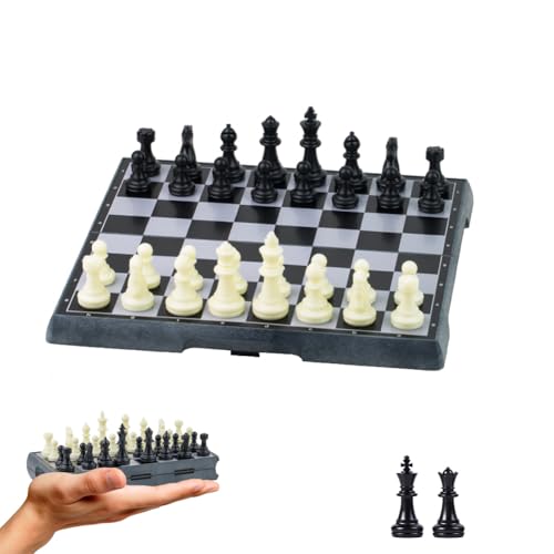 KOKOSUN Schachspiel Reise Set, Magnetisch Reisespiel Faltbares Brettspiele Leicht zu Tragen, Lernspielzeug/Geschenk für Kinder und Erwachsene (Schwarz und Weiß, 20×20cm) von KOKOSUN