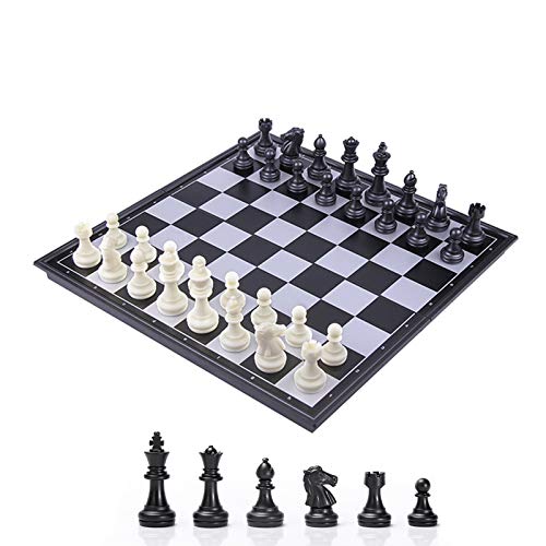 KOKOSUN Schachspiel Schwarz und weiß Schachfiguren, Magnetisch Faltbares Schachbrett Bequeme Aufbewahrung, Lernspielzeug/Geschenk für Kinder und Erwachsene (25×25cm) von KOKOSUN