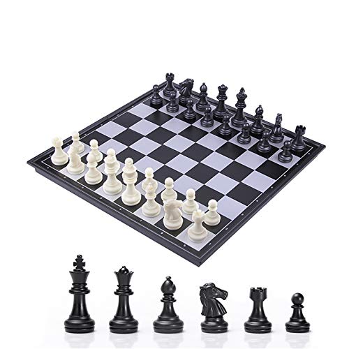 KOKOSUN Schachspiel Schwarz und weiß Schachfiguren, Magnetisch Faltbares Schachbrett Bequeme Aufbewahrung, Lernspielzeug/Geschenk für Kinder und Erwachsene (32×32cm) von KOKOSUN