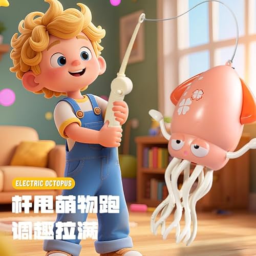 KOLGEIKJ Electric Dancing Octopus Toy, Tanzender Oktopus,Tanzender Oktopus Baby Spielzeug Mit LED-Lichtern Und Musik für die Bauchlage, Oktopus Krabbelspielzeug Geschenk für Jungen Mädchen(Pink) von KOLGEIKJ