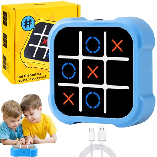 Tic Tac Toe Elektronisch, Elektronisch Tic-Tac-Toe Bolt Spiel, 3-In-1-Puzzlespielkonsole, Zappelspielzeug-Brettspiele, Brettspiel Familietragbare Reisespiele FüR Bildung 3+ Jährige Jungs (Blau) von KOLGEIKJ