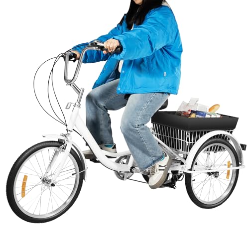 Dreirad für Erwachsene 20 Zoll, 8 Gänge 3 Rad Fahrrad mit Einkaufskorb Tricycle für Erwachsene und Senioren, Weiß Schaltung Dreirad für Erholung, Einkaufen, Picknicks, Reisen Dreirad für Erwachsene 20 Zoll, 8 Gänge 3 Rad Fahrrad mit Einkaufskorb Tricycle für Erwachsene und Senioren, Weiß Schaltung Dreirad für Erholung, Einkaufen, Picknicks, Reisen von KOLHGNSE