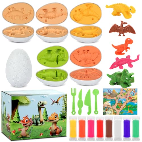 KOMABLEN 18 Stück Dinosaurier Knete Zubehör, Knete Set für Kinder 5 Dino Ei, Modelliermasse Dinosaurier Machen mit 8 Farben Knetmasse und Knetwerkzeug für Jungen und Mädchen ab 3 4 5 6 Jahre KOMABLEN 18 Stück Dinosaurier Knete Zubehör, Knete Set für Kinder 5 Dino Ei, Modelliermasse Dinosaurier Machen mit 8 Farben Knetmasse und Knetwerkzeug für Jungen und Mädchen ab 3 4 5 6 Jahre von KOMABLEN