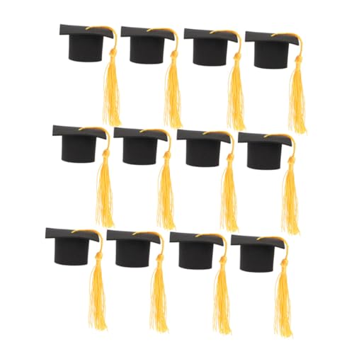 KOMBIUDA Abschluss Cupcake Topper 12 Stück Kleiner Abschlusskappen mit Quasten Kuchendekoration für Abschlussfeier Sichere Langlebige Materialien Party Deko für Kleine Kuchen und Desserts von KOMBIUDA