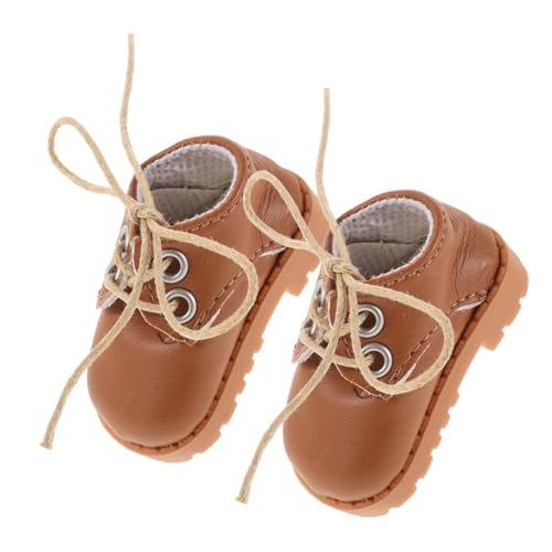 KOMBIUDA 1 Paar Mini Doll Lederschuhe mini Schuhe Puppen Accessoires Puppen Schuhe Miniatur Puppenzubehör dekorative Puppenschuhe Schuhe Puppe Kunstleder Light Brown von KOMBIUDA