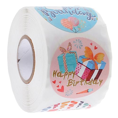 KOMBIUDA 1 Rolle Happy Birthday Kinderspielzeug Rolle Aufkleber Tag Versiegelungsaufkleber Versiegelungsaufkleber Geburtstagsparty Elemente Aufkleber Happy Birthday Aufkleber von KOMBIUDA