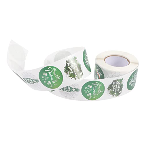 KOMBIUDA 1 Rolle St Patrick Aufkleber Nagelaufkleber Versiegelungsaufkleber Irischer Versiegelungsaufkleber Runder Versiegelungsaufkleber St Patrick's Day Decals Etikettenaufkleber von KOMBIUDA