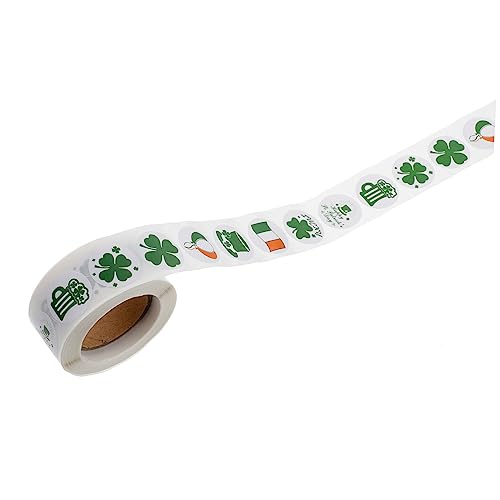 KOMBIUDA 1 Rolle St. Patricks Day Siegel Aufkleber St. Patricks Siegeletikett DIY-Label-Aufkleber St. Patricks Etikett St. Patricks Aufkleber Kleeblatt-Aufkleber Verpackungsaufkleber Papier von KOMBIUDA