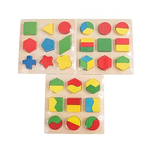 KOMBIUDA 1 Satz 3 Stück Geometrischer Passender Baustein Hölzern von KOMBIUDA