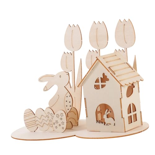 KOMBIUDA 1 Satz 3D-Puzzle-Kaninchen Osterspielzeug Für Kleinkinder -DIY- Puzzlespielzeug Zum Thema Ostern 3D-montagepuzzle Osterparty-montagespielzeug Lernpuzzle Holz von KOMBIUDA
