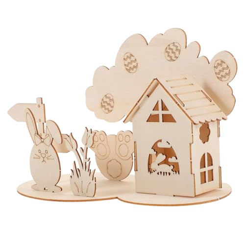 KOMBIUDA 1 Satz 3D-Puzzle-Kaninchen Puzzlematte Lernpuzzle Ostergeschenk Für Puzzles Für Kleinkinder Im Alter Von 1-3 Jahren Hölzernes DIY-Puzzle 3D-montagepuzzle Holz von KOMBIUDA