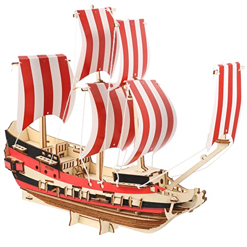 KOMBIUDA 1 Satz 3D-Segelpuzzle Piratenschiff-Dekor Segelschiff-Dekor Kinder holzpuzzle Kinder holzspielzeug Spielset aus Holz 3D-Puzzle-Spielzeug 3D-Montagepuzzle von KOMBIUDA