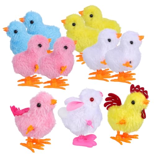 KOMBIUDA Aufziehbares Huhn Spielzeug Flauschiges Springtier Aufziehbarer Hahn Kunsttier Hühnerdeko Requisiten Weihnachtsstrumpffüller von KOMBIUDA