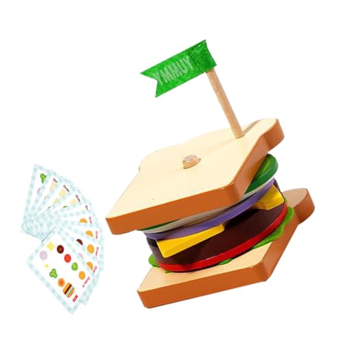 KOMBIUDA 1 Satz Burger-Spielzeug Burgerspielzeug Aus Holz Bausteine-Spielzeug Stellen Sie Sich Essensspielzeug Vor Sortieren Von Stapelspielzeugen Lebensmittel Papier Produkte Für Kinder von KOMBIUDA