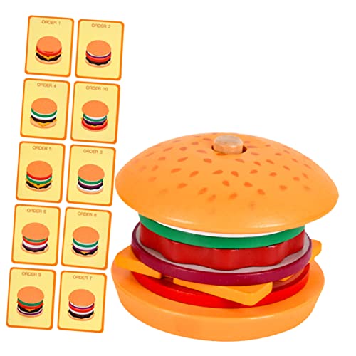 KOMBIUDA 1 Satz Burger-Spielzeug Spielzeuge Farbsortierblöcke Montessori-Spielzeug Für 3-jährige Passende Lebensmittel Spielzeug Form Lernspielzeug Gefälschtes Essen Holz Kleinkind Stapeln von KOMBIUDA