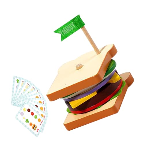 KOMBIUDA 1 Satz Pädagogisches Lernspielzeug Motorikspielzeug Simuliertes Sandwich-blöcke-Spielzeug Kognitionsspielzeug Für Kinder Stapelbares Holzspielzeug Mit Lustigem Und Kreativem Design von KOMBIUDA