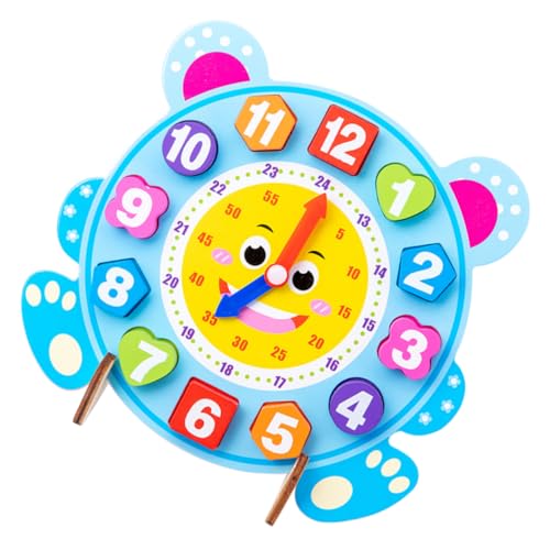 KOMBIUDA 1 Satz Cartoon-Uhr kinderlernuhren Puzzle rätsel für digital Clock digitaluhr Lernspielzeug aus Holz mit Zahlenuhr Erkennungsspielzeug aus Holz Holzuhr Blue KOMBIUDA 1 Satz Cartoon-Uhr kinderlernuhren Puzzle rätsel für digital Clock digitaluhr Lernspielzeug aus Holz mit Zahlenuhr Erkennungsspielzeug aus Holz Holzuhr Blue von KOMBIUDA