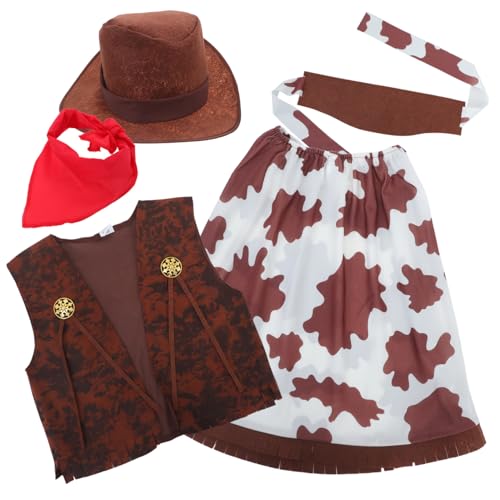 KOMBIUDA 1 Satz Cowgirl Outfit für Damen Teiliges Kostüm mit Hut und Weste Halloween Karneval und Mottopartys aus Atmungsaktiven Materialien für Optimalen Tragekomfort von KOMBIUDA