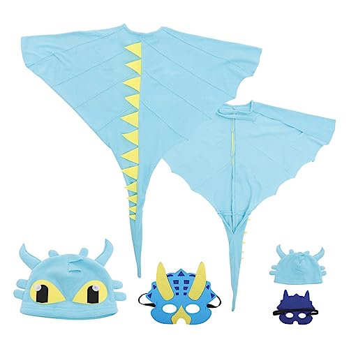 KOMBIUDA 1 Satz Dinosaurier-umhang Cosplay-Halloween-kostüm Entzückendes Mädchenkostüm Dekoratives Dinosaurierkleid Halloween-Maske Party-Halloween-kostüm Outdoor-tierkostüm Sky-Blue Stoff von KOMBIUDA