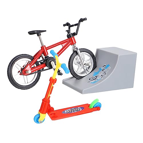 KOMBIUDA 1 Satz Finger-Skateboard- Schreibtisch Fahrrad-Fidget- Zappeln Fingerscooter Für Fingerbikes Mini-fingerbike-Modell Aluminiumlegierung Rot von KOMBIUDA