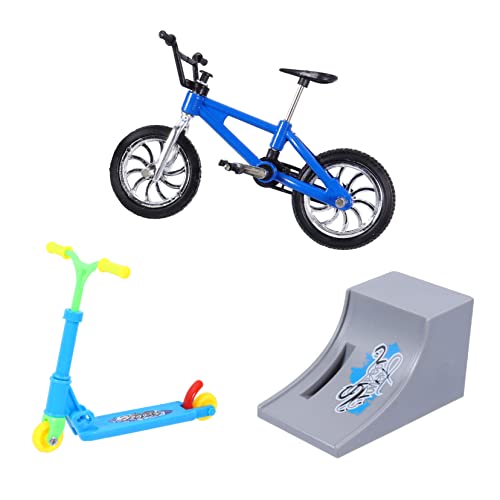 KOMBIUDA 1 Satz Finger-Skateboard- Tragbares Fingerspielzeug Miniatur Fahrrad Mini-Finger-Skateboards Mini-fingerscooter Finger -rollerspielzeug Blue Aluminiumlegierung von KOMBIUDA