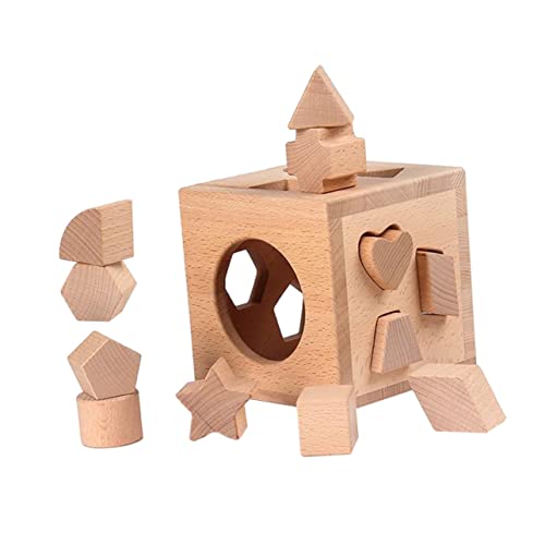 KOMBIUDA Intelligenzbox-Spielzeug – Geometrische Formblöcke Lernspielzeug-Set Aus Holz Für Den Babygeburtstag von KOMBIUDA