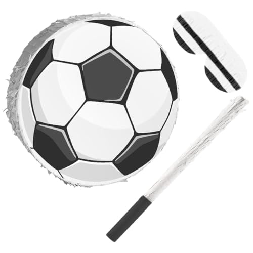 KOMBIUDA 1 Satz Fußball Pinata mit Augenmaske und Stock Spaßige Aktivität für Jungen Sportliche Party Deko und Füllung von KOMBIUDA